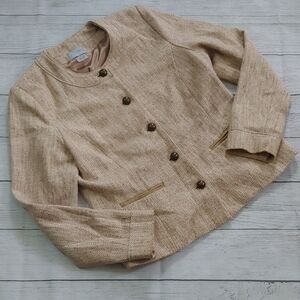 Laura Clement Beige Tweed Women's Blazer Size 10